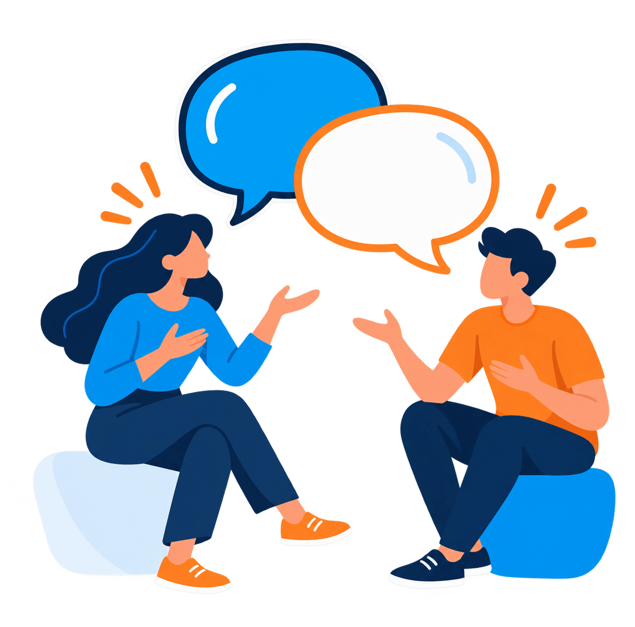 Ilustración de dos personas conversando